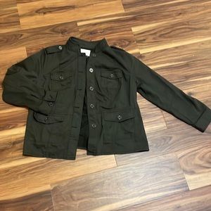 Vince Camuto Jacket Army GREEN 1X PLUS pockets work casual buttons FUN STYLE